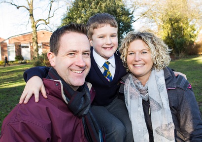 Mike Bradbury with his son Thomas and wife Sarah