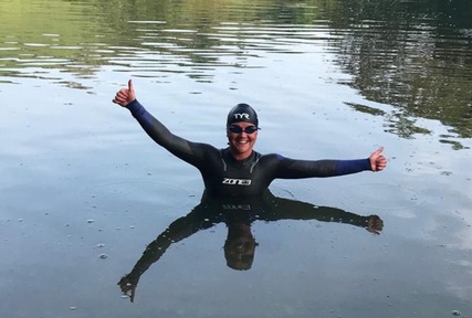 Paralympics GB swimmer Suzanna Hext training for Tokyo 2020 during pandemic by open water swimming. Credit: Suzanna Hext